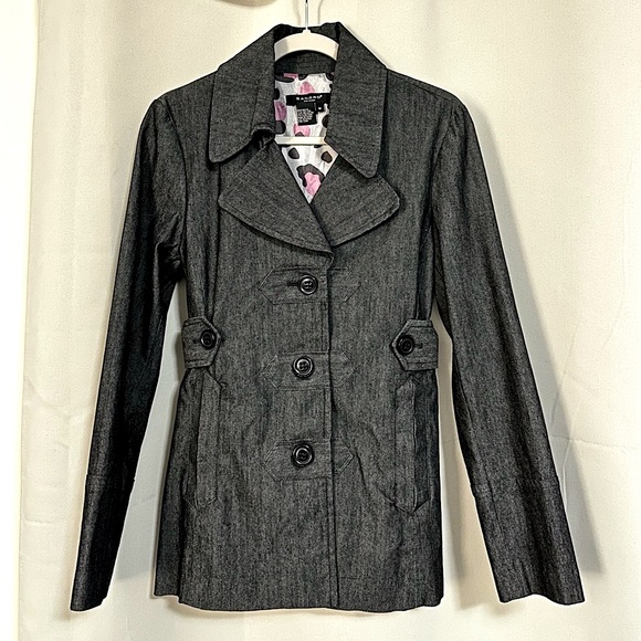 🔻FINAL PRICE🔻Sandro Dark Grey Chambray Denim-like Wide Lapel Jacket / Like New - Picture 16 of 16